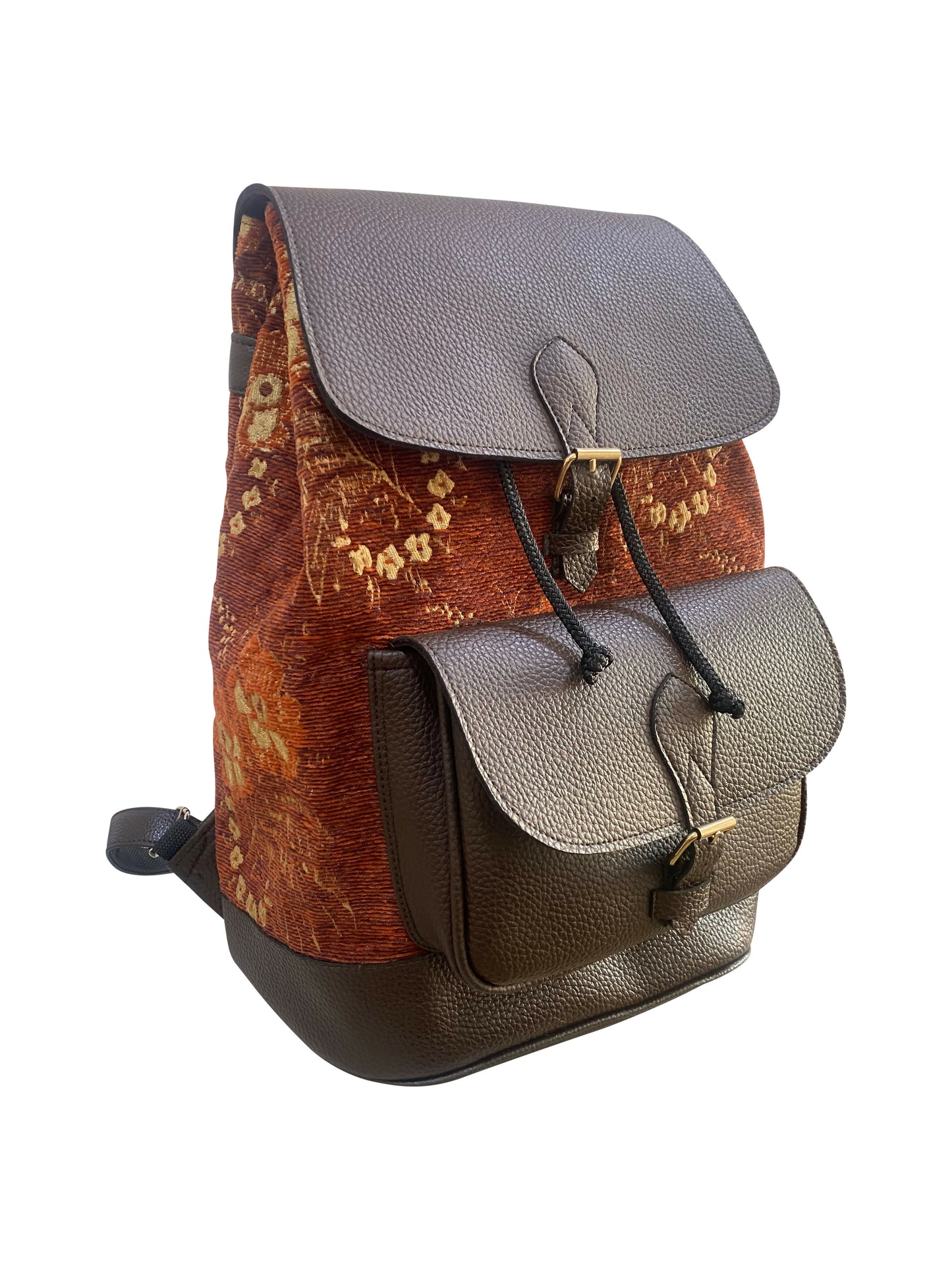 „Sahara Brown“ Unisex Rucksack aus echtem Leder und Jute Ghana Handmade