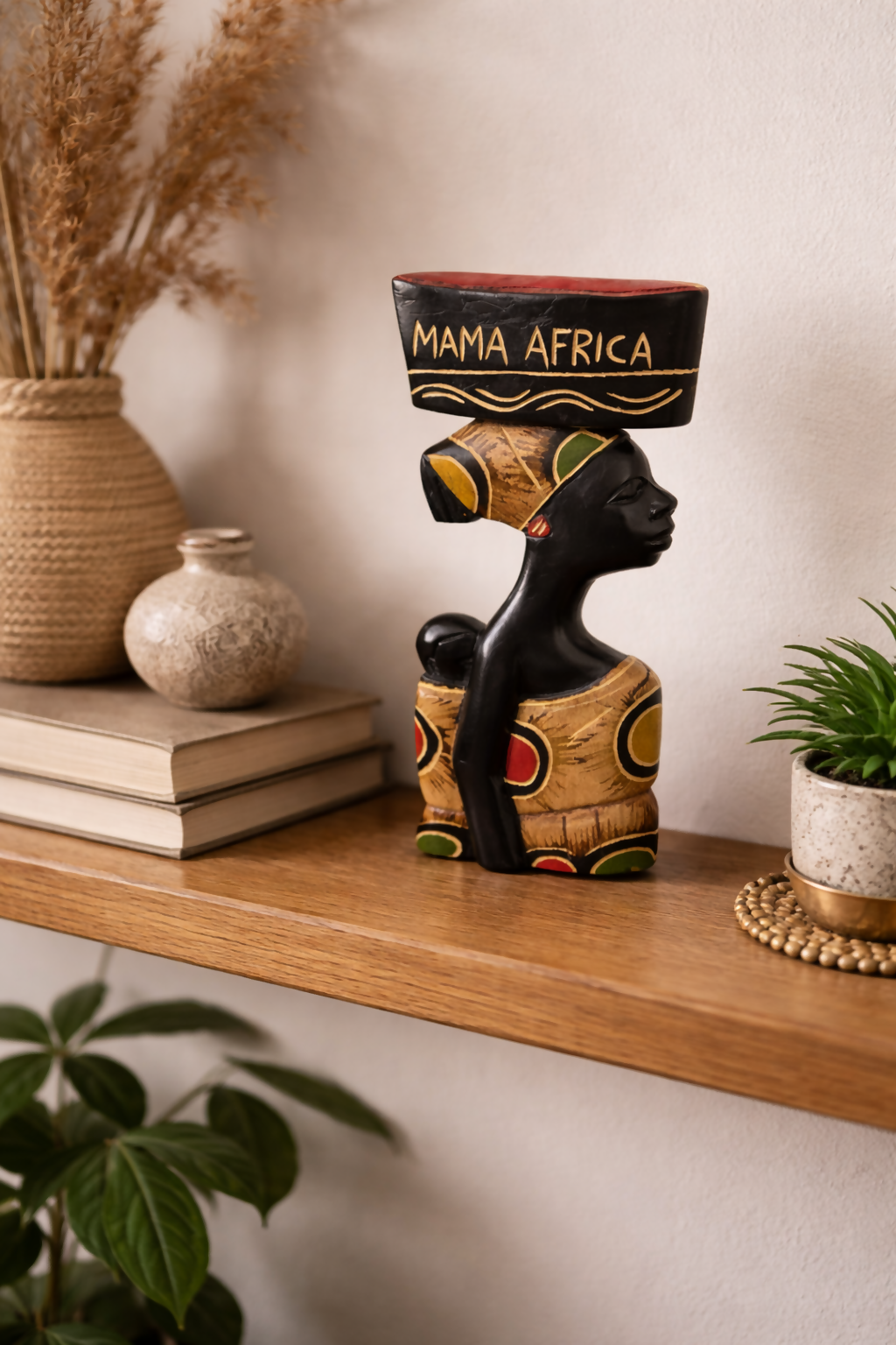 "Mama Africa" ​​hand-carved and hand-painted wooden figure from Ghana