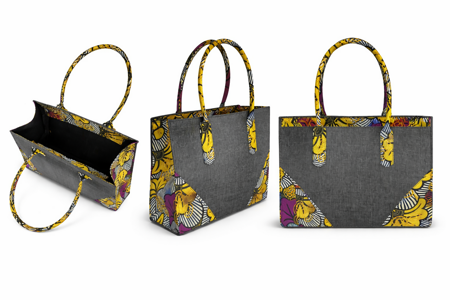 Kente Heritage Shopper Handgemachte Jute-Tasche aus Ghana 34×45×14cm