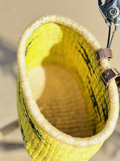 Handlebar bike basket, basket for bicycle, handmade bike basket, African bike basket, woven bike basket
