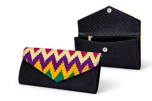 Handgefertigte Geldtasche aus Ghana Afrikanisches Kente-Muster Clutch & Portemonnaie (23 × 13 × 3 cm)