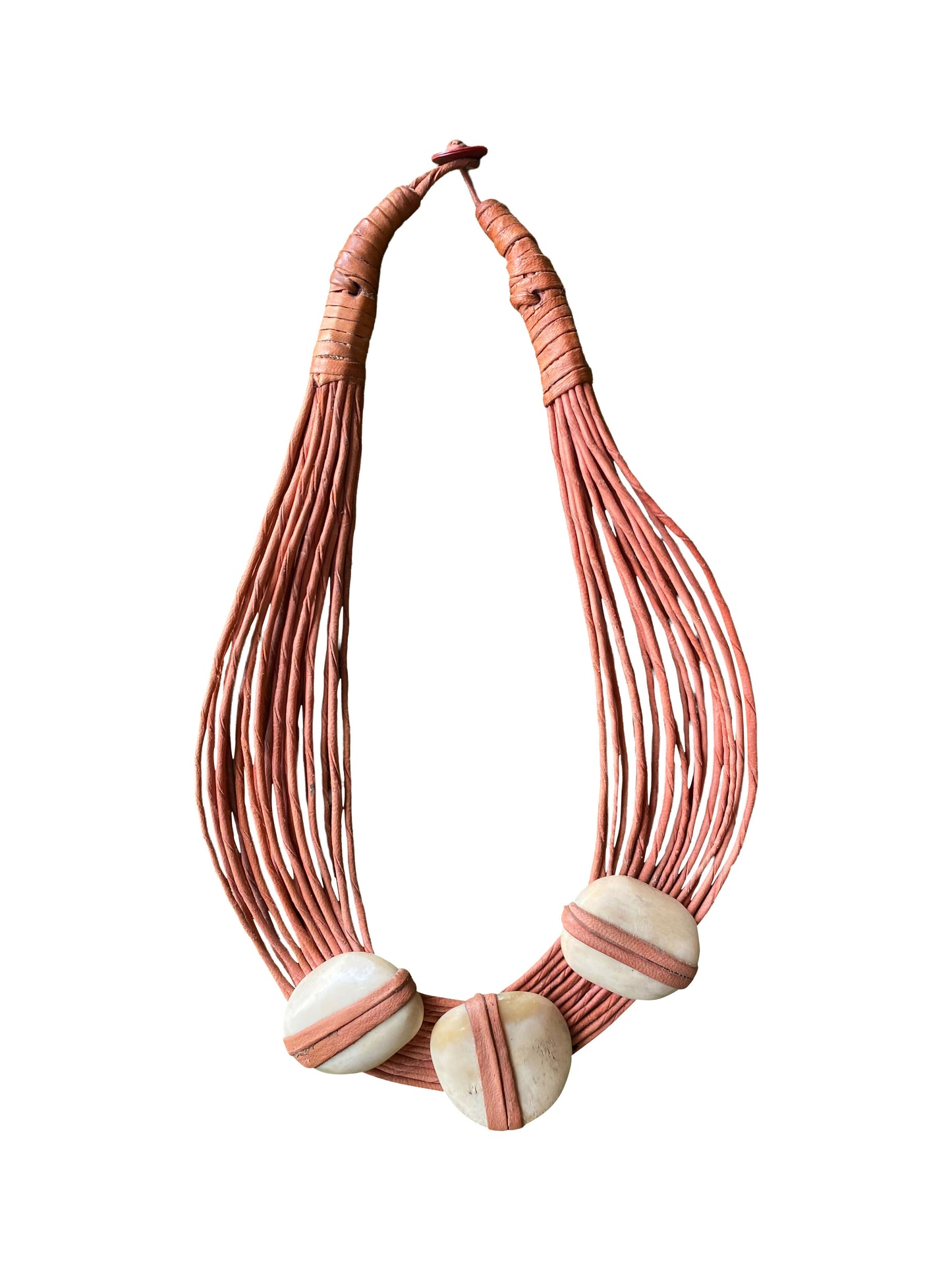 "Raw Elegance" Halskette mit Charakter behandelten Knochen und Ledersträngen