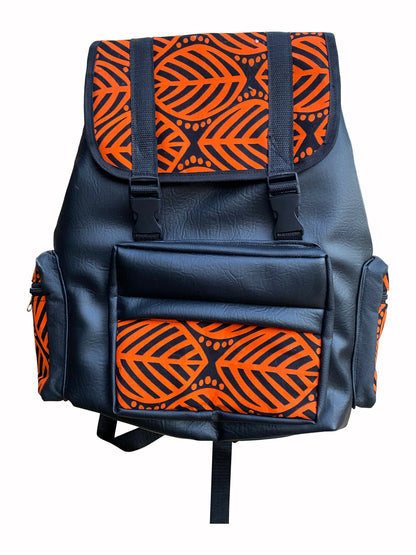 Urban Heritage Rucksack – Handgefertigt aus Leder & Baumwolle | 40 x 40 x 20 cm | Made in Ghana
