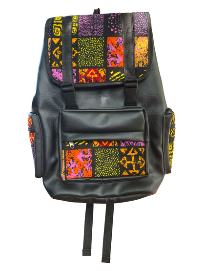 Nomad Edition – African Pattern Leder-Rucksack (40×40×20 cm)