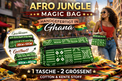 "AFRO JUNGLE MAGIC BAG" Verwandlungs Mini Tasche aus Cotton und Kente
