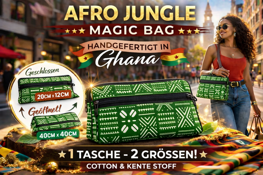 "AFRO JUNGLE MAGIC BAG" Verwandlungs Mini Tasche aus Cotton und Kente