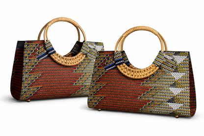African Kente Handbag Stilvolle Handtasche mit Bambusgriffen