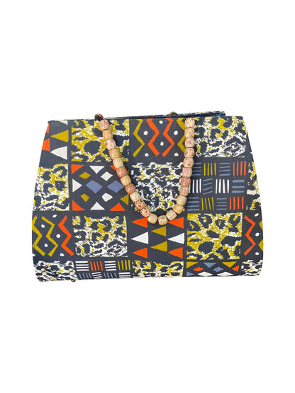 KENTE MOSAIC Handgefertigte Handtasche mit Ebonyholz-Perlen