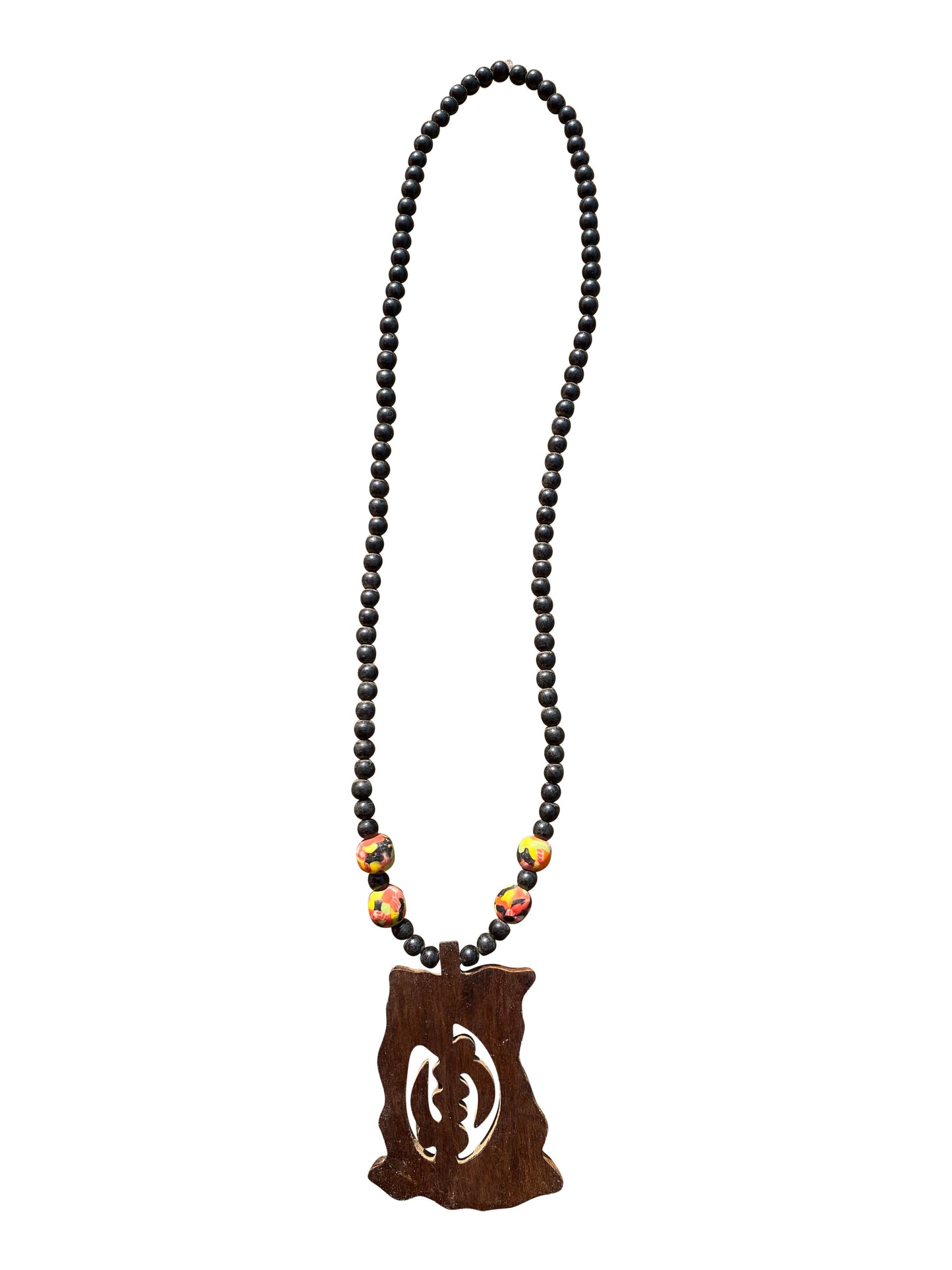 „Ghana Spirit Pendant“ Handgefertigte Holzperlenkette aus Ghana