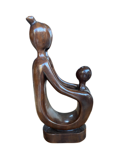 Family Bond – Handgeschnitzte Ebenholz-Skulptur | Symbol für Liebe & Zusammenhalt (32 × 16 × 5 cm)