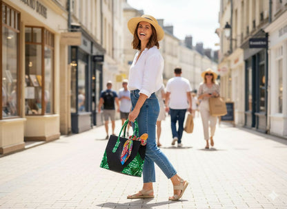 Afrikanische Statement-Tasche aus Ghana handgefertigt aus Baumwolle und Jute