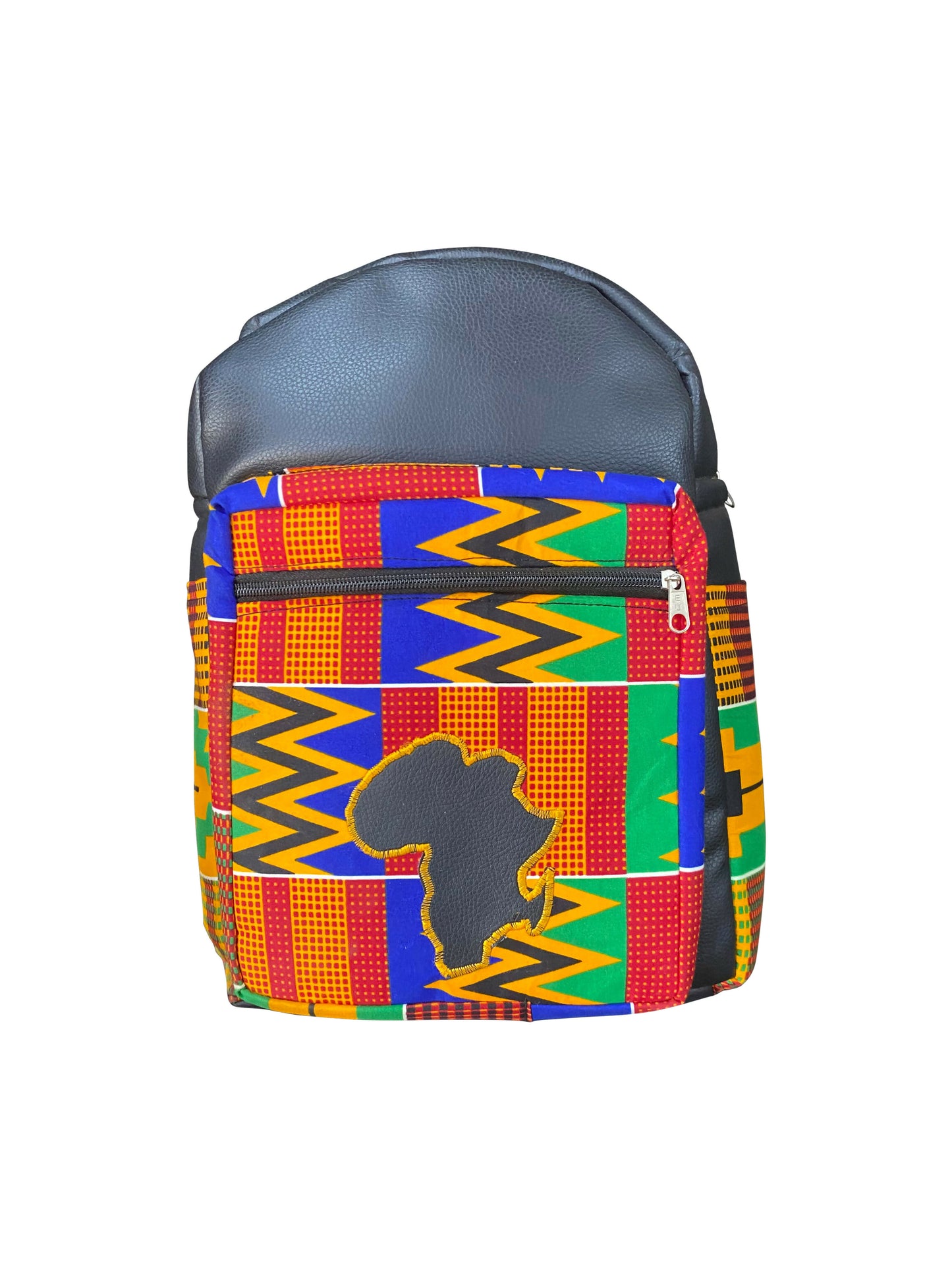 Classic Africa Pattern Backpack 35×30×20 cm – Handmade aus Leder & Baumwolle