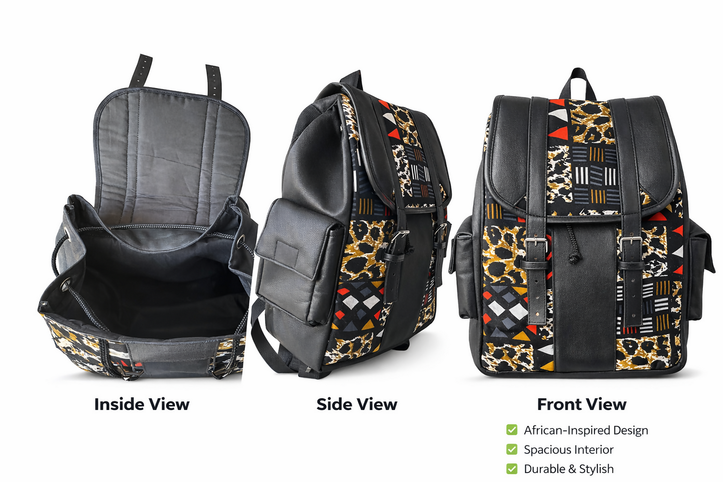 Urban Heritage Rucksack/ Afrikanisch inspiriertes Design aus Ghana 40 × 38 × 14 cm