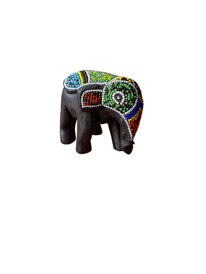 Colorful Mini Elephant from Osesse Wood with Glass Beads