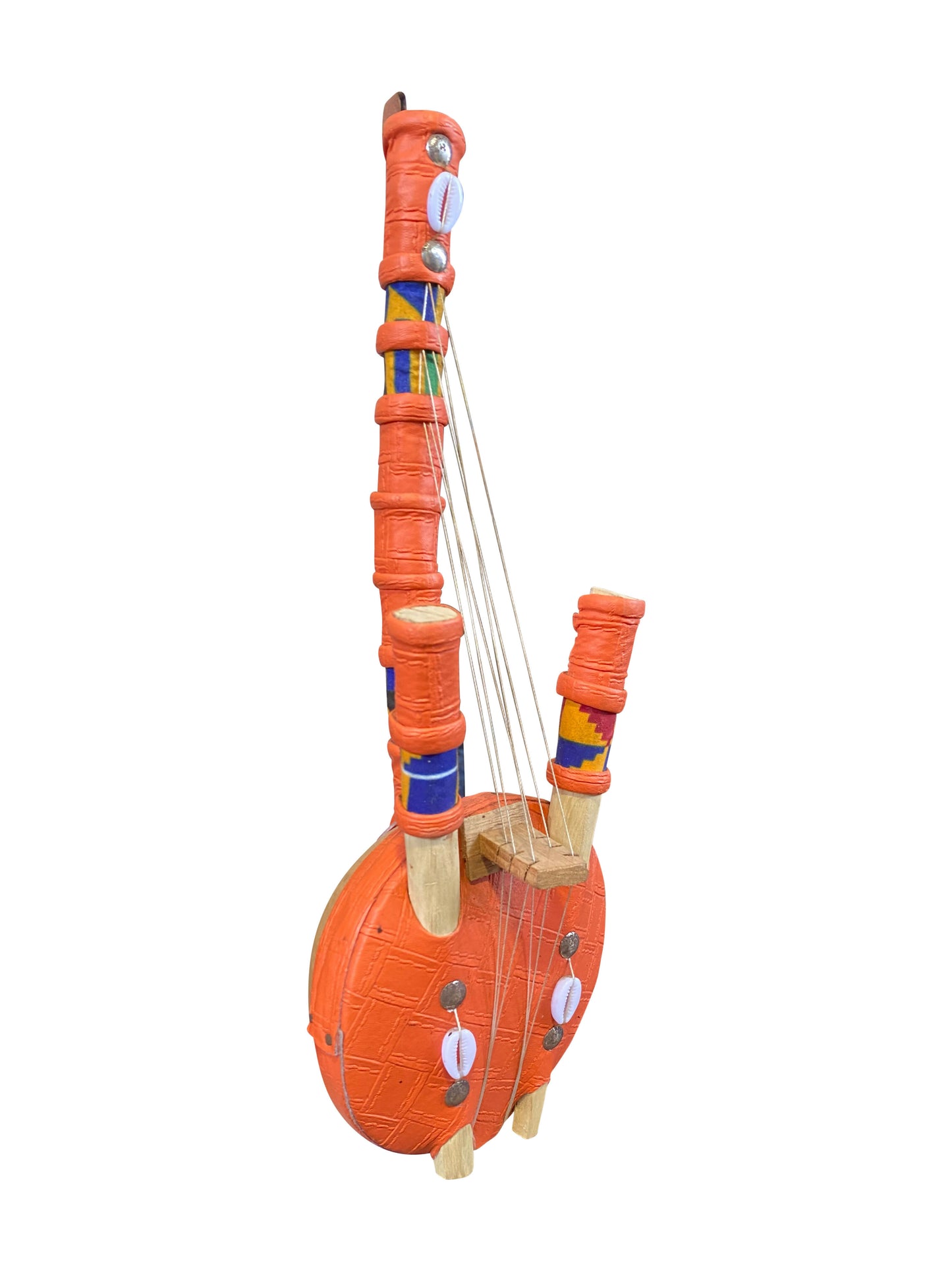 "Orange Resonance" Handgefertigtes westafrikanisches Saiteninstrument aus Ghana