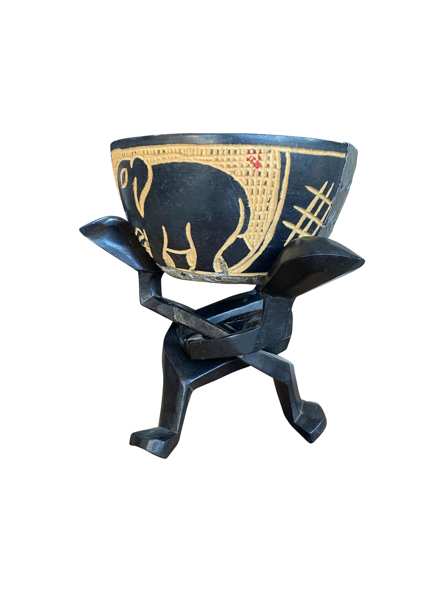 Tradition & Form – Handgeschnitzter Behälter mit Ständer aus Ossese-Holz | Kunst & Funktion in einem (20 × 22 × 11 cm)