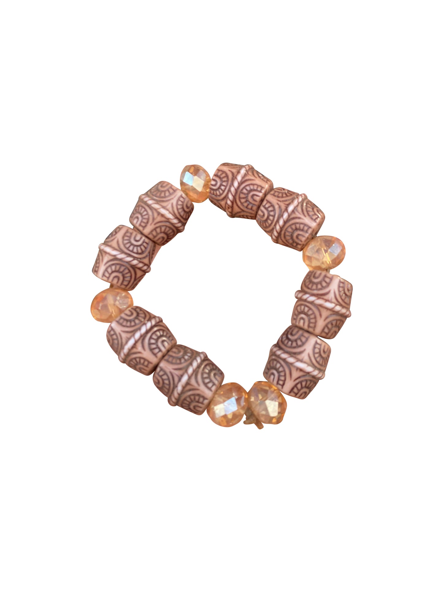 "Sun-Kissed Ashanti Etched Bracelet" Schickes, handgefertigtes Afrika-Armband in warmen Tönen