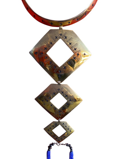 Handgemachte Kette aus Bronze mit Hexagon-Design